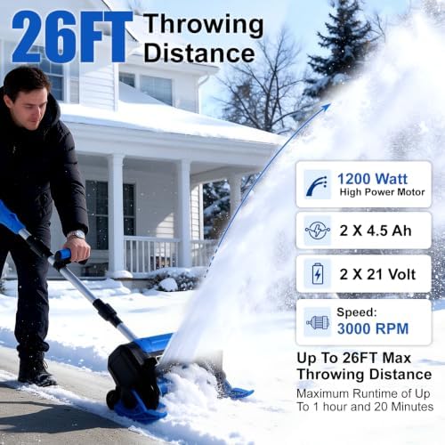 1200W Electric Snow Shovel, 2 X 4.5Ah Brushless Snow Shovel Battery