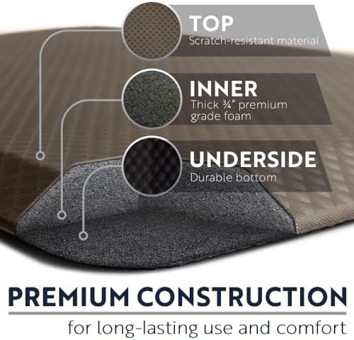 KANGAROO Cushioned Anti Fatigue Kitchen Mats for Floor, 20x32 Cappuccino