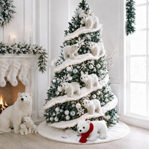 Hollowfly 14 Pcs Polar Bear Christmas Tree Decor Set, Xmas Winter Decor