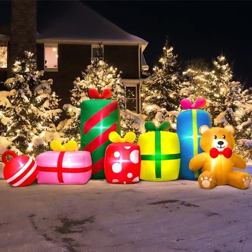 10FT Giant Christmas Inflatables Outdoor Decorations Gift Box Blow up Yard