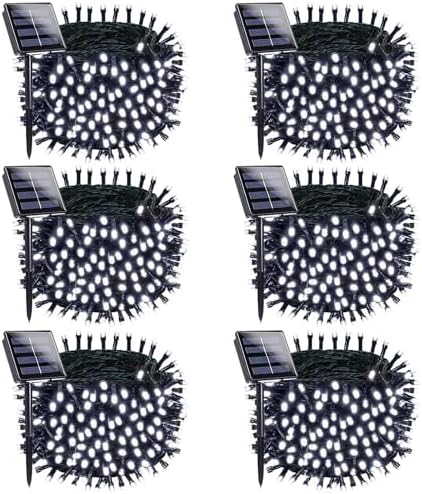 OZS 6 Pack 480 LED Solar String Lights Outdoor Waterproof, Cool White