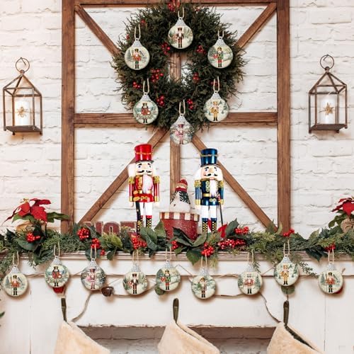 Outus 16 Pcs Christmas Tree Ball Ornaments Vintage Nutcracker Christmas Decorations for Tree Colorful Xmas Decorative Hanging Ornaments for Farmhouse Home Fireplace Decoration Holiday Party Favors
