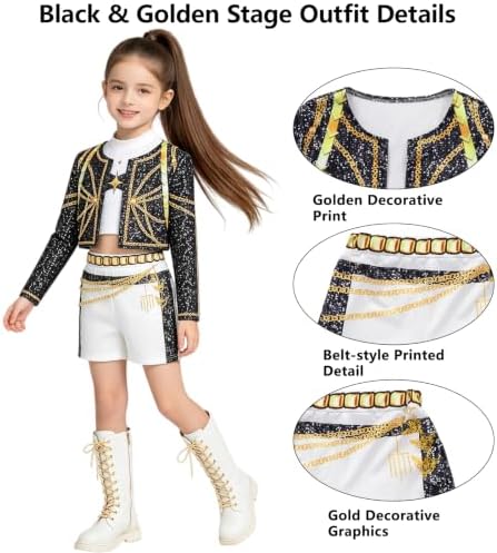 ELIM Kids Pop Star Costume Girls Halloween Costumes Set with Accessories