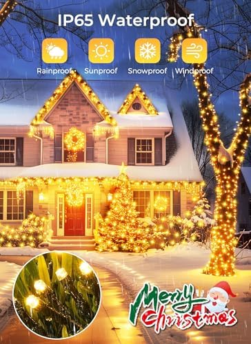 Minetom Solar Christmas Lights Outdoor Waterproof,4Pack Total 160FT 400 LED