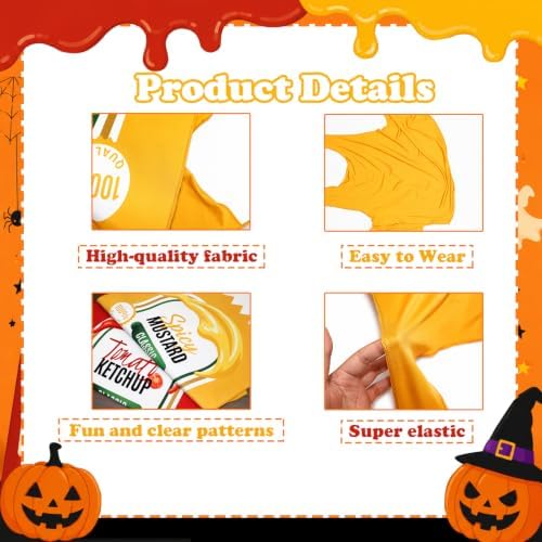 2 Set Ketchup and Mustard Couple's Halloween Costume Set for Adults