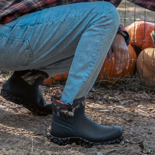 Showave Men's Ankle Rain Boots Waterproof Rubber Garden Boot Mud Booties