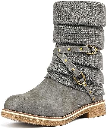 DREAM PAIRS Women's Mid Calf Fashion Winter Snow Boots