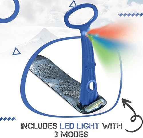 Geospace Winter Fun Ski Skate, Foldable Snow Scooter, Ski Skooter, Snow Sled, and Kids Snowboard with LED Light – Multi-Purpose Portable Sandboard, Snow Skate, and Kids/Teenager Sled for All Ages