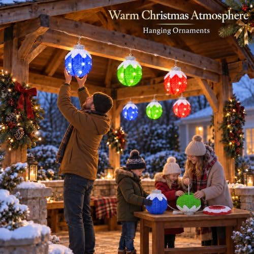 Christmas Light Balls Outdoor, Hanging Ball Lights, Red/Green/Blue