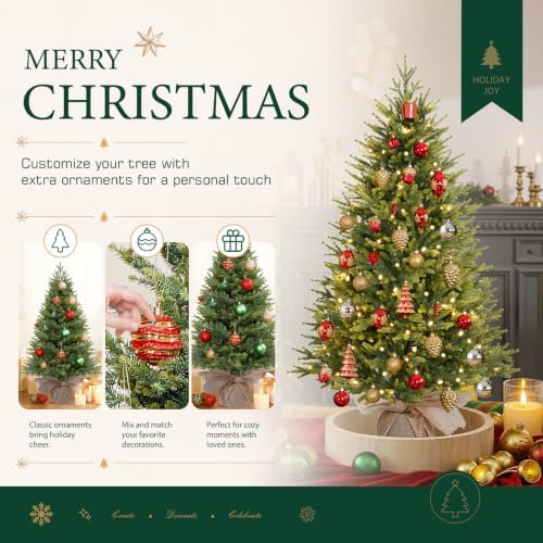 Alupssuc 4ft Prelit Small Artificial Christmas Tree with Warm White Lights
