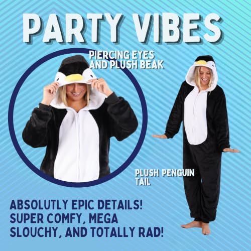 Funziez! Slim Fit Adult Onesie - Animal Costume - Plush Unisex Halloween One Piece Cosplay Suit for Women and Men