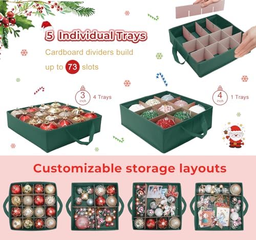 2-in-1 Large Christmas Ornament Storage Box & Xmas Figurine Container