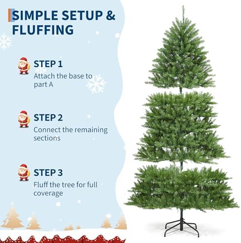 Garvee 9ft Artificial Christmas Tree Prelit, PVC Xmas Tree