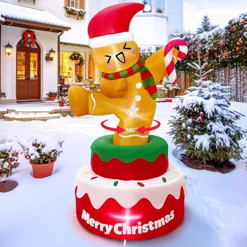 OurWarm 5FT Christmas Inflatables Gingerbread Outdoor Christmas Decorations