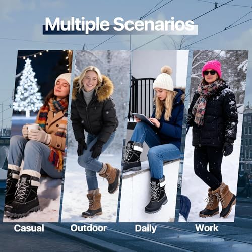FREE SOLDIER Women's Waterproof Winter Cold Weather Snow Boots for Women Outdoor Fashion Duck Boots Comfortable Insulated