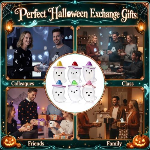 60 Sets Halloween Positive Gifts Luminous Ghost Desk Decor Trinkets, Clear