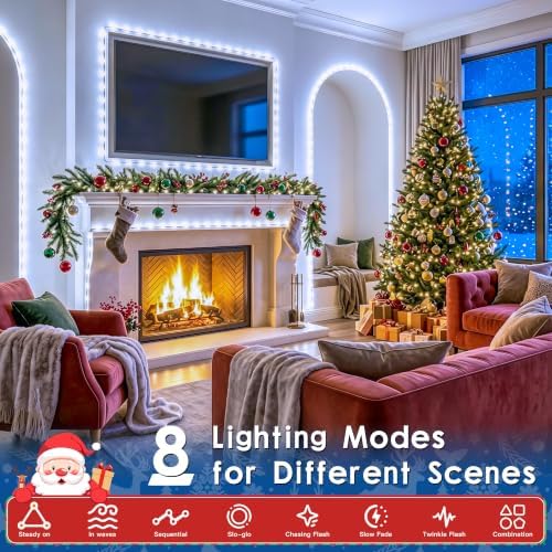 1200 LED Christmas Lights 394 FT Cool White Outdoor Remote Plug