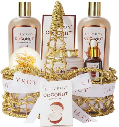 Spa Gifts, Bath Set, Birthday Gift - Coconut Spa Gift Baskets for Women