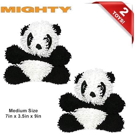MIGHTY® 2 Pack Microfiber Medium Panda Dog Toys | Ultra Durable Plush Toy with Multiple Layers & Reinforced Seams , Washable and Floats , Mighty® Construction