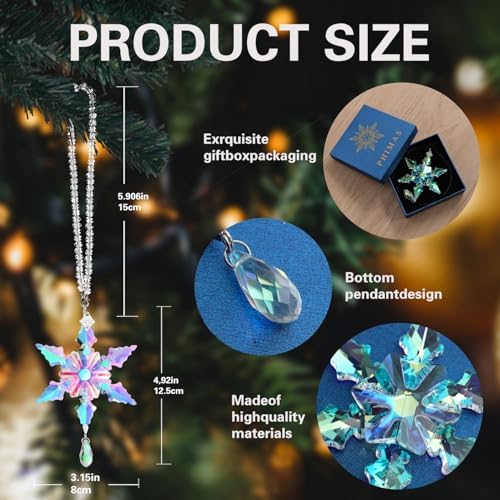 2026Annual Christmas Ornaments Crystal Snowflake Star - Christmas Tree Ornaments Pendant Sun Catcher Home Hanging Decor (2026 Colored Crystal)