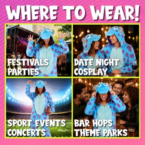 Funziez! Slim Fit Adult Onesie - Animal Costume - Plush Unisex Halloween One Piece Cosplay Suit for Women and Men