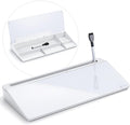 Varhomax Glass Desk Whiteboard with Storage, Desktop Organizer to-do List Memo Notepad Dry Erase White Board for Home Office and School Supplies (White)