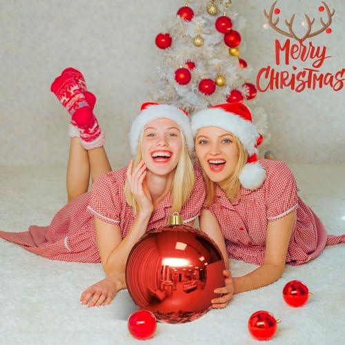 Jerify 2 Pcs 12" Large Christmas Ball Ornaments,Red