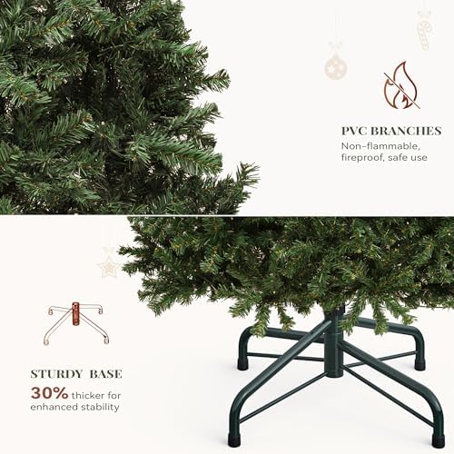 YITAHOME 6ft Pre-Lit Green Artificial Hinged Christmas Tree with Remote