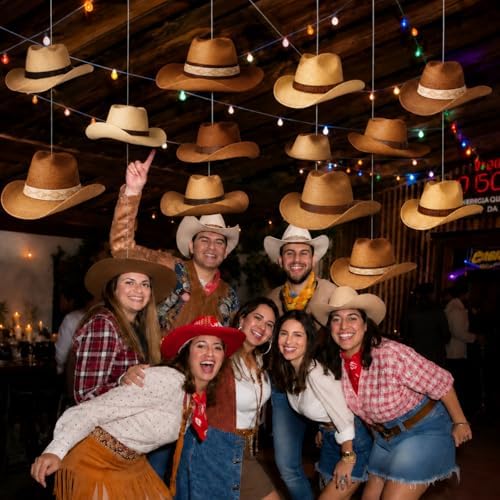 Epakh 18 Pcs Cowboy Hat Hanging Decor Western Cowboy Party Decorations
