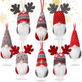 Skylety Christmas Tree Hanging Gnomes Plush Christmas Ornaments Elk Swedish Handmade Gnome Decor Mini Halloween Scandinavian Santa Holiday Decoration for Walls Stairs Windows(8 Pieces)