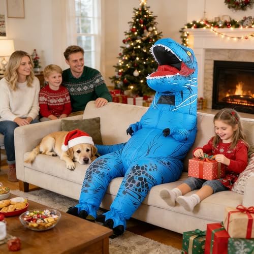 Funny Inflatable Dinosaur Costume for Adult and Kids,Blow Up Dinosaur Costume for Halloween Cosplay Party