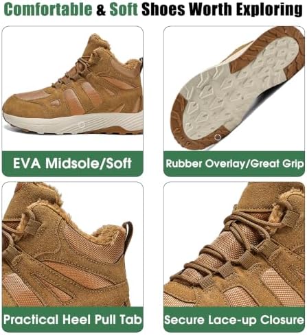 Winter Boots for Men and Women, Warm Fur-Lined Snow Boots with Slip-Resistant Outsole, High-Top Hiking Boots for Outdoor Walking and Cold Weather