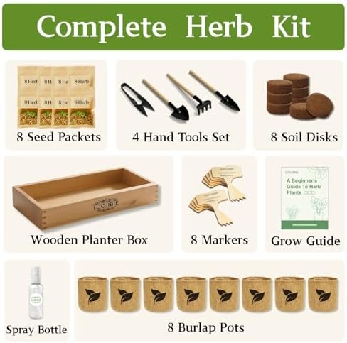 Indoor Herb Garden Start Kit - Unique Gifts for Women, Mothers Day Gifts, Easy House Plant- Birthday for Women,House Warming Gift New Home- Fresh Herb Garden DIY Crafts for Adults