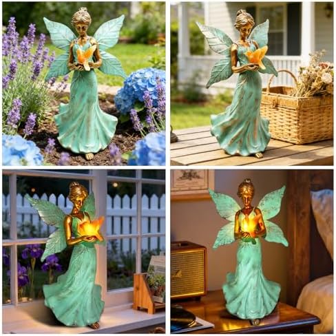 Solar Angel Garden Statues, Outdoor Solar Lights Waterproof, Birthday Gifts for Mom Women Mother's Day, Garden Figurines for Yard Decor Patio Porch Lawn Ornaments