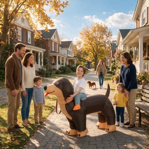 One Casa Inflatable Dog Costume for Kids,Blow Up Ride Dachshund Suit