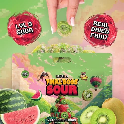 Final Boss Sour Fruit Candy, Watermelon Kiwi, Level 3, 1 Pack