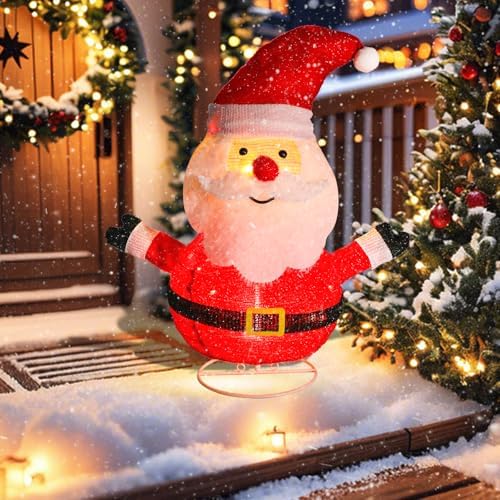 24.5" Lighted Christmas Santa, 3D Pre‑Lit Indoor Outdoor Decor