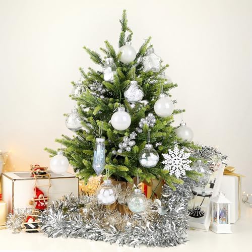 SHareconn 100PCS Christmas Tree Ornaments Clear Set, White