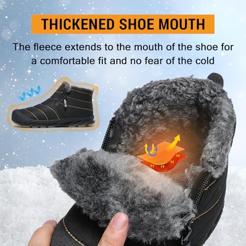 ziitop Snow Boots Mens Waterproof Winter Boots Fur Lined Warm Ankle Boots