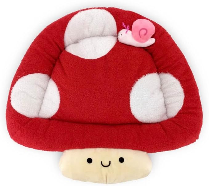 TONBO Soft Plush Small Cute and Cozy Nature Dog Cat Bed, Washer and Dryer Friendly (Mushroom)