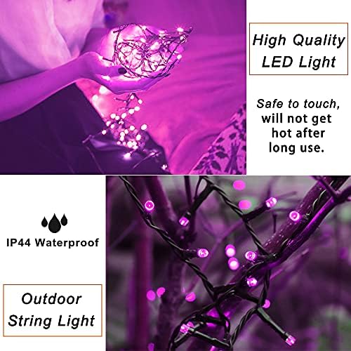 Pooqla 200 LED Purple Halloween Lights Outdoor String Lights, 66 ft