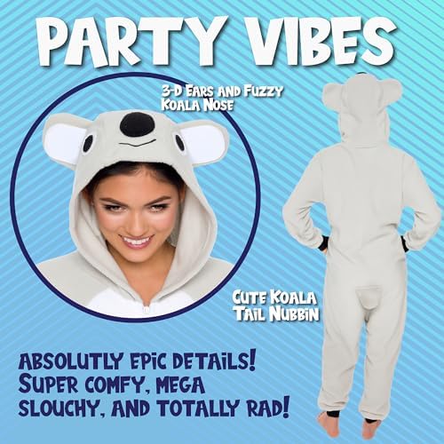 Funziez! Slim Fit Adult Onesie - Animal Costume - Plush Unisex Halloween One Piece Cosplay Suit for Women and Men