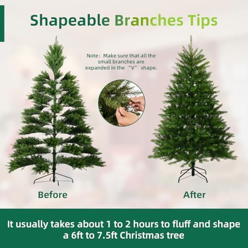 6FT Unlit Christmas Tree Green, Dunhill Fir Artificial Tree with 1430 PVC Branch Tips, Realistic Full Shape, Foldable Metal Stand for Indoor Home, Office & Holiday Decoration