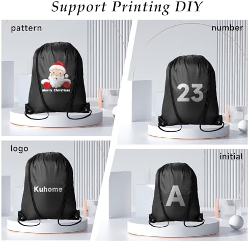 Kuhome 120Pcs Black Drawstring Backpacks Bulk String Bag Cinch Sack Pack Storage Knapsack Polyester Gift Bags Sports Drawstring Bags for Trip Party Gym Bags
