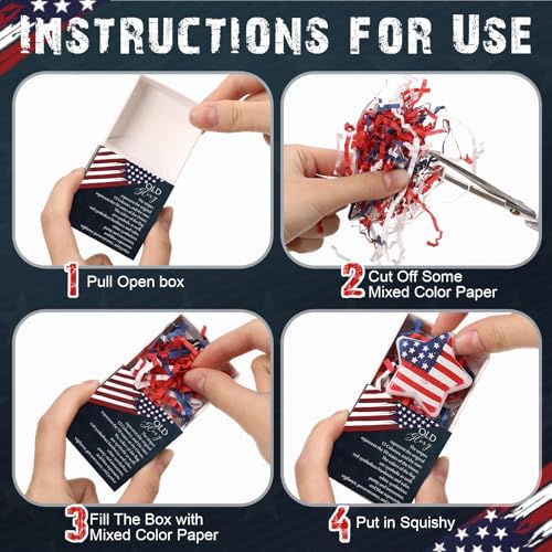 Wettarn 48 Sets Patriotic Theme Gifts American Flag Pattern Star with Boxes