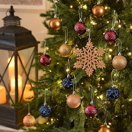 Valery Madelyn Christmas Tree Decorations Ornament Set, 50ct 2.36 Inches Bronze Copper Purple Shatterproof Christmas Ball Ornament Hanging Xmas Holiday Party Decor