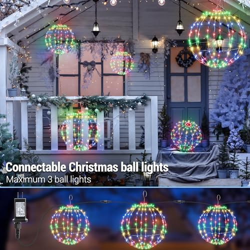 Flacchi Set of 2 Sizes Hanging Ball Lights Multicolor Christmas Decorations