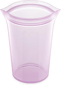 Zip Top Reusable Food Storage Bags | Large Cup [Lavender] | Silicone Meal Prep Container | Microwave, Dishwasher and Freezer Safe | Made in the USA