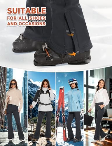 Hiauspor Women's Snow Ski Pants：Fleece Lined Water Resistant Warm Flare