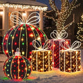 Woanger 5 Pcs Christmas Decorations Outdoor Lighted Metal Flat Gift Boxes
